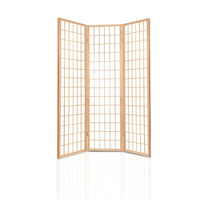 Room Divider Screen Wood Timber Dividers Fold Stand Wide Beige 3 Panel KingsWarehouse 