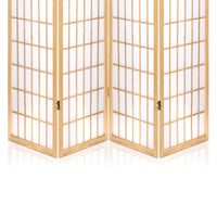 Room Divider Screen Wood Timber Dividers Fold Stand Wide Beige 4 Panel KingsWarehouse 