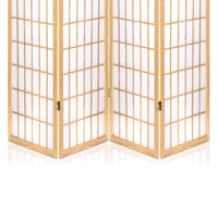 Room Divider Screen Wood Timber Dividers Fold Stand Wide Beige 4 Panel KingsWarehouse 