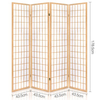 Room Divider Screen Wood Timber Dividers Fold Stand Wide Beige 4 Panel KingsWarehouse 