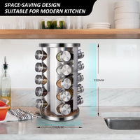 Rotating Spice Rack Organizer with 20 Pieces Jars for Kitchen Appliances Supplies Kings Warehouse 