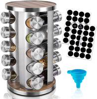 Rotating Spice Rack Organizer with 20 Pieces Jars for Kitchen Appliances Supplies Kings Warehouse 
