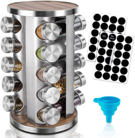 Rotating Spice Rack Organizer with 20 Pieces Jars for Kitchen Appliances Supplies Kings Warehouse 
