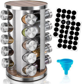 Rotating Spice Rack Organizer with 20 Pieces Jars for Kitchen Appliances Supplies Kings Warehouse 