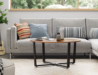 Round Coffee Table Rustic Brown and Black living room Kings Warehouse 