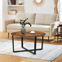 Round Coffee Table Rustic Brown and Black living room Kings Warehouse 