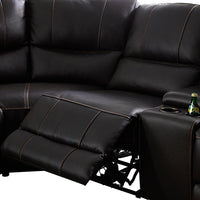Round Corner Genuine Leather Dark Brown Electric Recliner with 2x Cup Holders Lounge Set for Living Room Living Room Kings Warehouse 