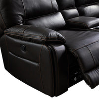 Round Corner Genuine Leather Dark Brown Electric Recliner with 2x Cup Holders Lounge Set for Living Room Living Room Kings Warehouse 