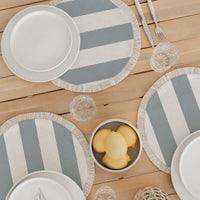 Round Placemat-Coastal Fringe-Deck Stripe-Smoke-40cm Kings Warehouse 