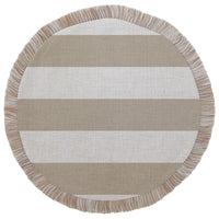 Round Placemat-Coastal Fringe Natural-Deck Stripe Beige-40cm Kings Warehouse 