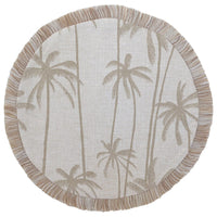Round Placemat-Coastal Fringe-Tall Palms-Beige-40cm Kings Warehouse 