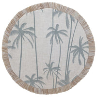 Round Placemat-Coastal Fringe-Tall Palms-Smoke-40cm