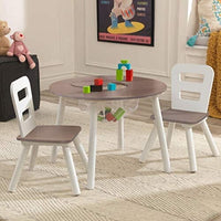Round Table and 2 Chair Set for children (Grey) Kings Warehouse 