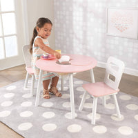 Round Table and 2 Chair Set for children (White and Pink) Kings Warehouse 