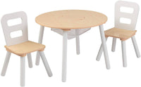 Round Table and 2 Chair Set for children (White Natural) Kings Warehouse 