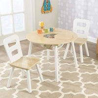 Round Table and 2 Chair Set for children (White Natural) Kings Warehouse 