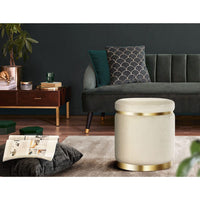Round Velvet Foot Stool Ottoman Foot Rest Pouffe Padded Seat Footstool Furniture > Living Room Kings Warehouse 