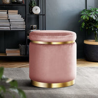 Round Velvet Foot Stool Ottoman Foot Rest Pouffe Padded Seat Pouf Pink Furniture > Living Room Kings Warehouse 