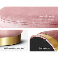 Round Velvet Foot Stool Storage Ottoman Foot Rest Pouffe Padded Seat Pink Furniture > Living Room Kings Warehouse 