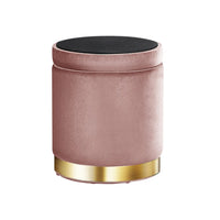 Round Velvet Foot Stool Storage Ottoman Foot Rest Pouffe Padded Seat Pink Furniture > Living Room Kings Warehouse 