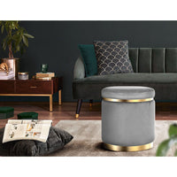 Round Velvet Ottoman Foot Stool Foot Rest Pouffe Padded Seat Footstool Furniture > Living Room Kings Warehouse 