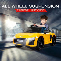 Rovo Kids Kids Ride-On Car Licensed AUDI R8 SPYDER Battery Electric Toy Remote 12V Yellow Kings Warehouse 
