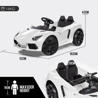 ROVO KIDS Ride-On Car LAMBORGHINI Inspired Electric Toy Battery Remote White Kings Warehouse 