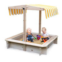 ROVO KIDS Sandpit Toy Box Canopy Wooden Outdoor Sand Pit Children Play Cover Kings Warehouse 