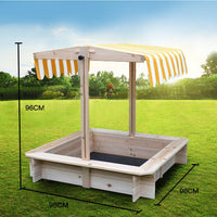 ROVO KIDS Sandpit Toy Box Canopy Wooden Outdoor Sand Pit Children Play Cover Kings Warehouse 