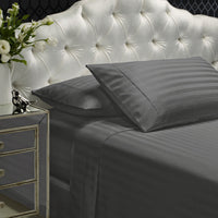 Royal Comfort 1200TC Sheet Set Damask Cotton Blend Ultra Soft Sateen Bedding - King - Charcoal Grey Bedding Kings Warehouse 