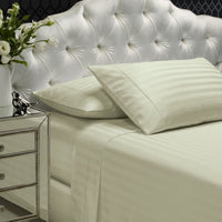 Royal Comfort 1200TC Sheet Set Damask Cotton Blend Ultra Soft Sateen Bedding - Queen - Pebble Bedding Kings Warehouse 