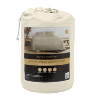 Royal Comfort Coverlet Set Bedspread Soft Touch Easy Care Breathable 3 Piece Set - Queen - Beige Kings Warehouse 