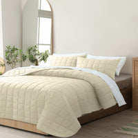 Royal Comfort Coverlet Set Bedspread Soft Touch Easy Care Breathable 3 Piece Set - Queen - Beige Kings Warehouse 