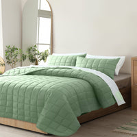Royal Comfort Coverlet Set Bedspread Soft Touch Easy Care Breathable 3 Piece Set - Queen - Sage Kings Warehouse 