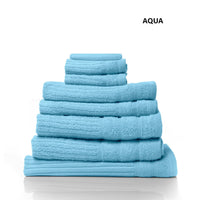 Royal Comfort Eden Egyptian Cotton 600GSM 8 Piece Luxury Bath Towels Set - Aqua Dropshipzone Birthday Sale Kings Warehouse 