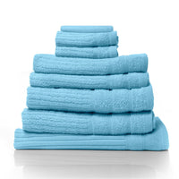 Royal Comfort Eden Egyptian Cotton 600GSM 8 Piece Luxury Bath Towels Set - Aqua Dropshipzone Birthday Sale Kings Warehouse 