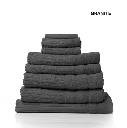 Royal Comfort Eden Egyptian Cotton 600GSM 8 Piece Luxury Bath Towels Set - Granite Dropshipzone Birthday Sale Kings Warehouse 