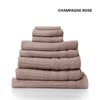 Royal Comfort Eden Egyptian Cotton 600GSM 8 Piece Luxury Bath Towels Set - Rose Kings Warehouse 