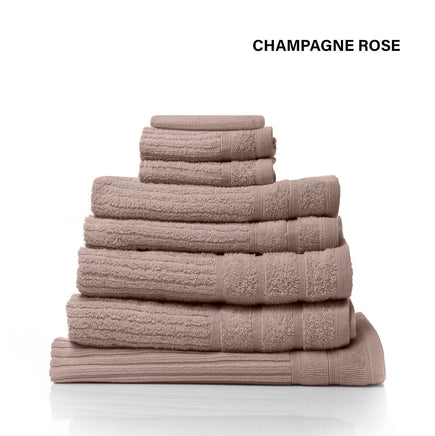 Royal Comfort Eden Egyptian Cotton 600GSM 8 Piece Luxury Bath Towels Set - Rose Kings Warehouse 