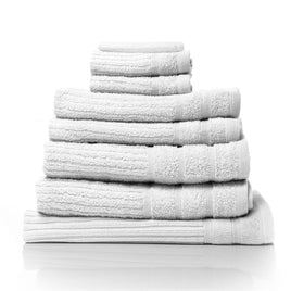 Royal Comfort Eden Egyptian Cotton 600GSM 8 Piece Luxury Bath Towels Set - White Kings Warehouse 