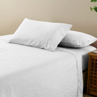 Royal Comfort Flax Linen Blend Sheet Set Bedding Luxury Breathable Ultra Soft - King - White Bedding Kings Warehouse 