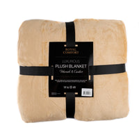 Royal Comfort Plush Blanket Throw Warm Soft Super Soft Large 220cm x 240cm - Camel Kings Warehouse 