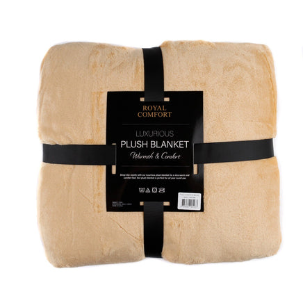 Royal Comfort Plush Blanket Throw Warm Soft Super Soft Large 220cm x 240cm - Camel Kings Warehouse 