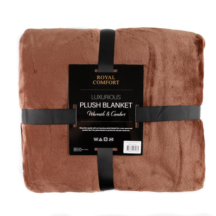 Royal Comfort Plush Blanket Throw Warm Soft Super Soft Large 220cm x 240cm - Coffee Kings Warehouse 