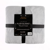 Royal Comfort Plush Blanket Throw Warm Soft Super Soft Large 220cm x 240cm - Light Grey Bedding Kings Warehouse 