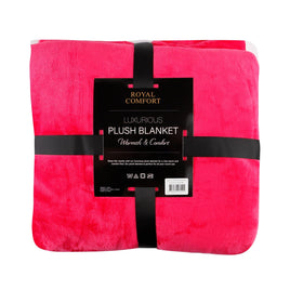 Royal Comfort Plush Blanket Throw Warm Soft Super Soft Large 220cm x 240cm - Rose Pink Kings Warehouse 