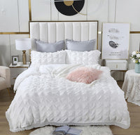 Ruffles Textured Jacquard Queen Size white Duvet Doona Quilt Cover Set Kings Warehouse 