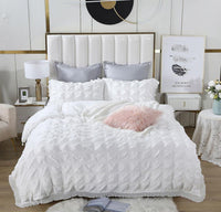 Ruffles Textured Jacquard Super King Size white Duvet Doona Quilt Cover Set KingsWarehouse 