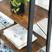 Rustic brown and black steel Metal Frame 4 Tier bookshelf Storage Supplies Kings Warehouse 