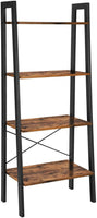 Rustic brown and black steel Metal Frame 4 Tier bookshelf Storage Supplies Kings Warehouse 